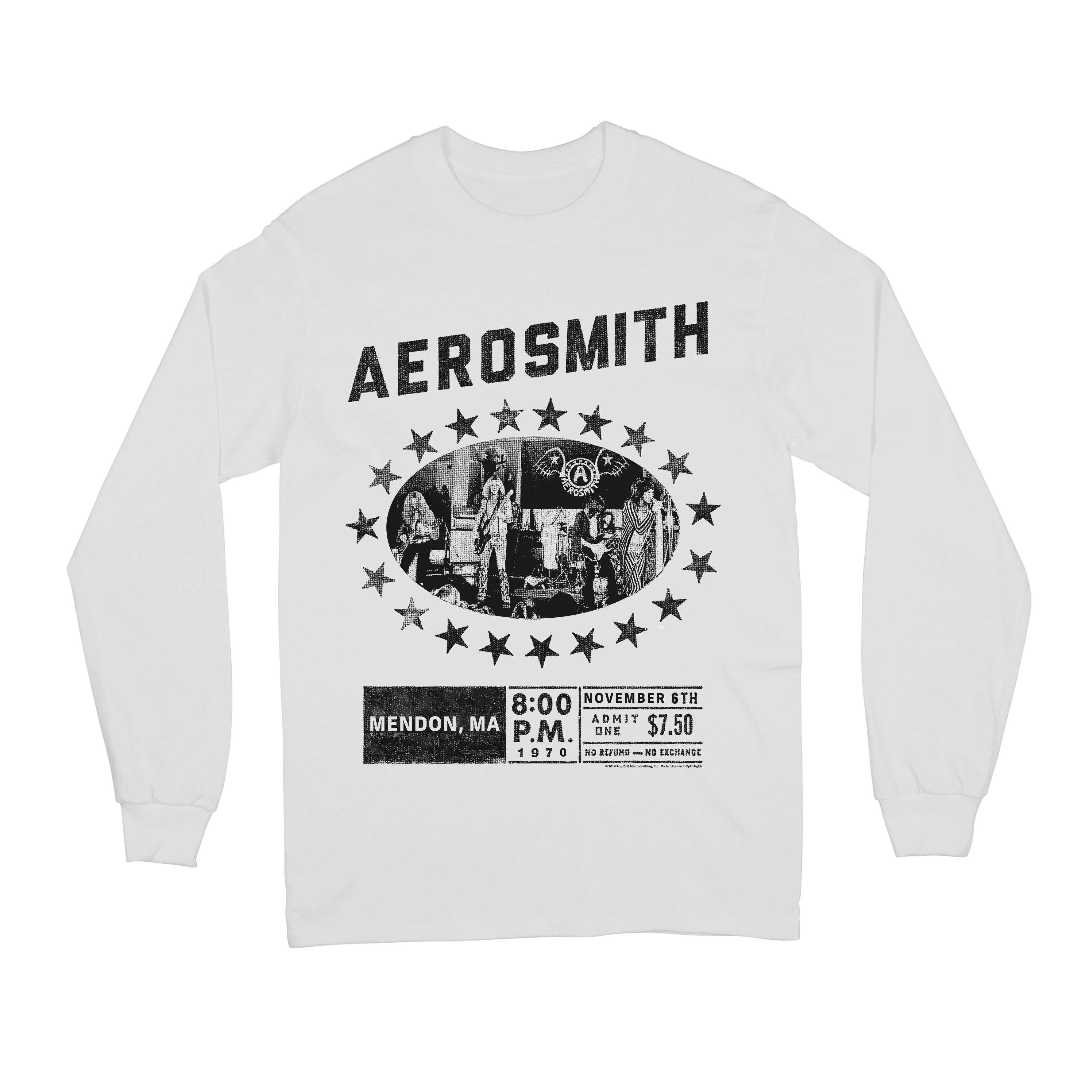 Aerosmith Rock Out on white longsleeve Tshirt
